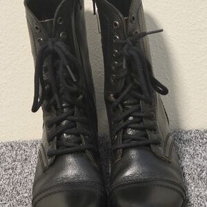 Steve Madden Black Leather Combat Boots
